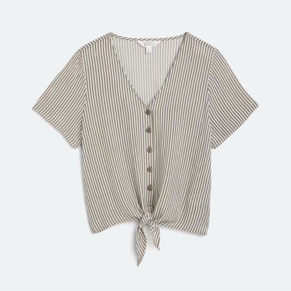 Market & Spruce Lilo Button Down Tie Front Top